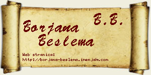 Borjana Beslema vizit kartica